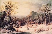 George Henry Durrie Hunter in Winter Wood Sweden oil painting artist